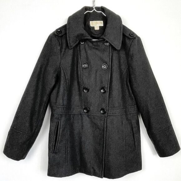 Michael Kors peacoat Charcoal gray double breasted wool blend Coat XLarge - Picture 2 of 7